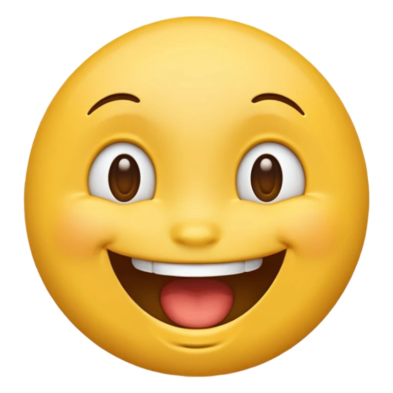 happy emoji with open mouth, smiling eyes, joyful, classic emoji style sticker