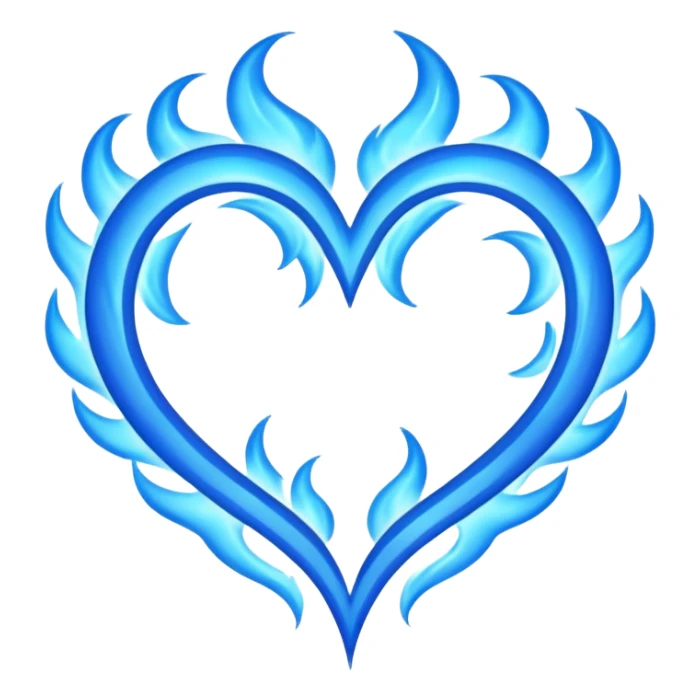 Blue flames in the shape of a heart, all blue heart sticker