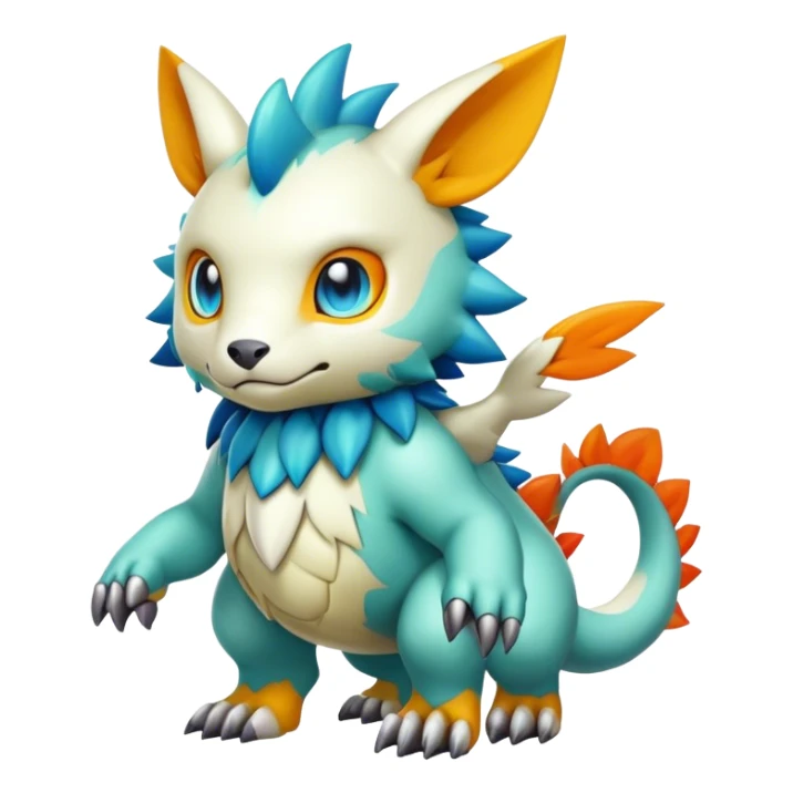 Cute cool colorful fantasy-Digimon-animal-hybrid full body sticker