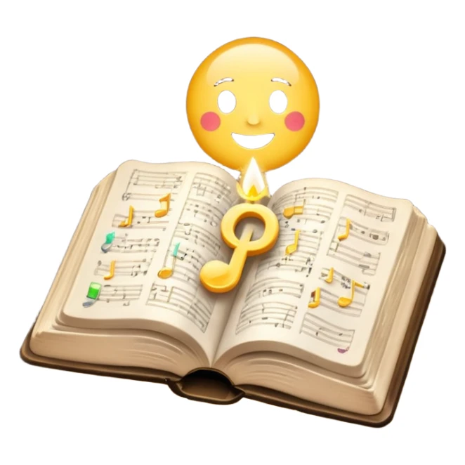 The bible is in the middle and from the left, there are emojis (typical) light(sparkling), salt, music note sticker