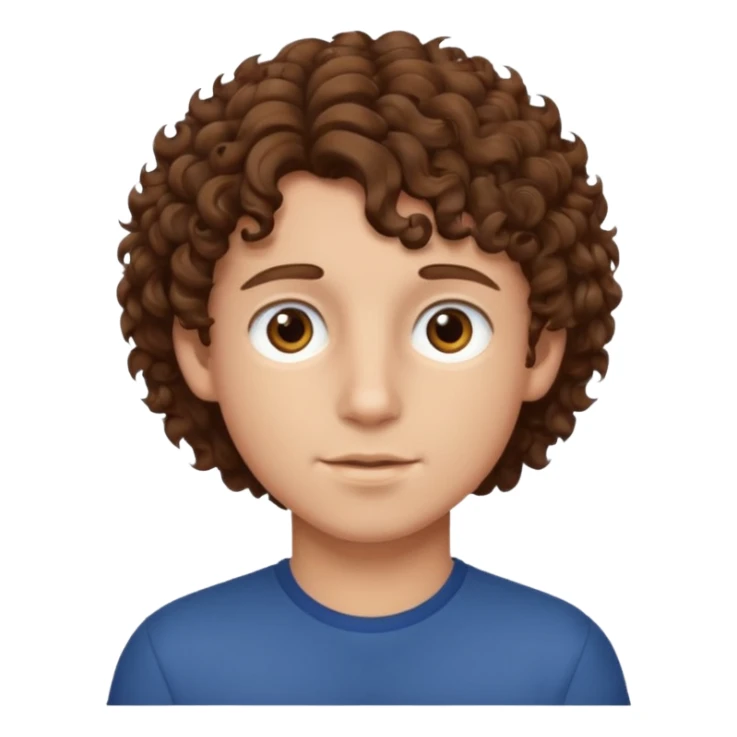boy,  brown hair, curly hair, brown eyes,  skin, sticker