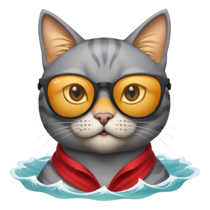 a bad kitty on the waves. make the cat look devlishish with a pair of ray bans on sticker