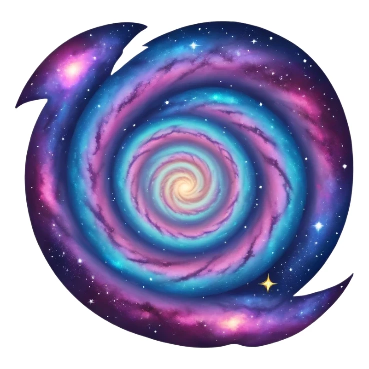 cosmic spiral galaxy with stars and nebula sticker