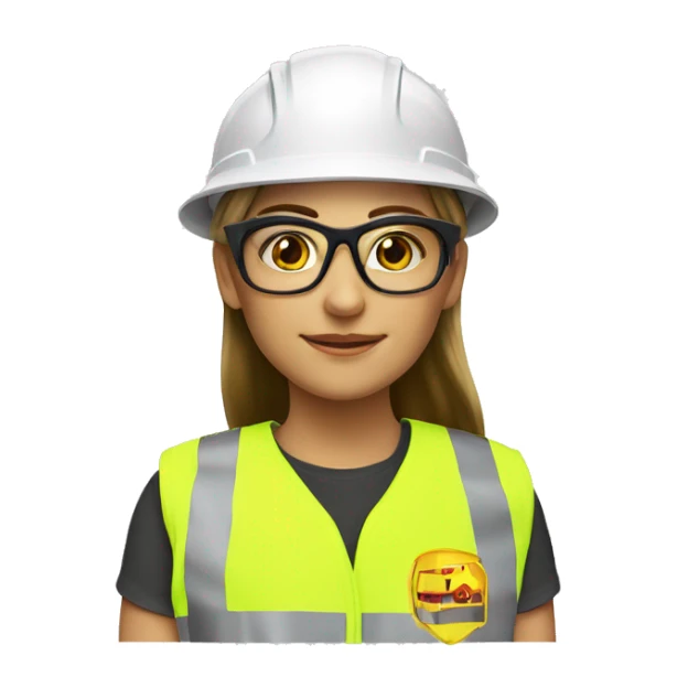 Safety girl hard hat safety glasses yellow reflective vest sticker