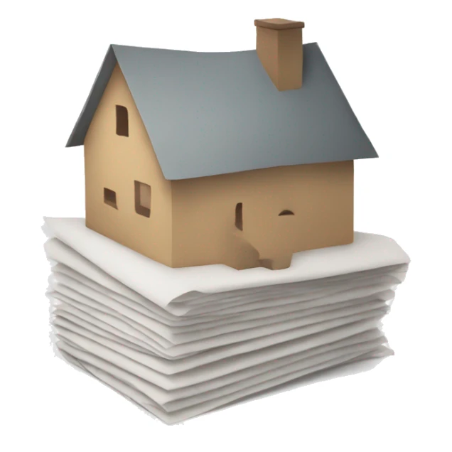 a stack of paper with a visible home symbol on it sticker