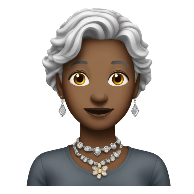grey haired girl with jewelry sticker