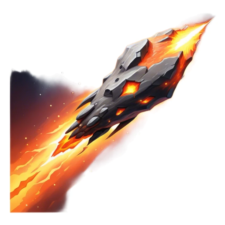  Cinematic Realistic Meteor – A fiery, blazing rock streaking through space, leaving behind a bright, dynamic trail of superheated plasma. Its rocky surface glows intensely as it hurtles toward an unknown destination. sticker