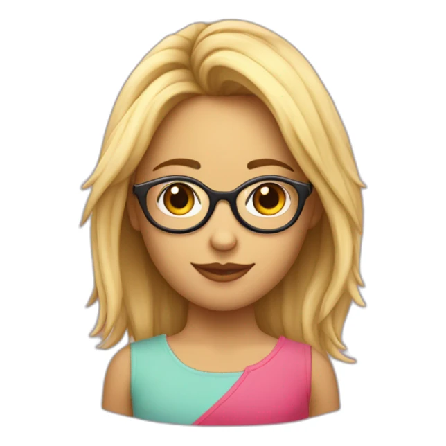 Chica de pelo rubio con gafas adolescente y piel clara sticker