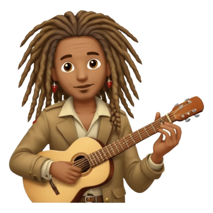 Musician with dreadlocks and Cuba ciga and guitar sticker