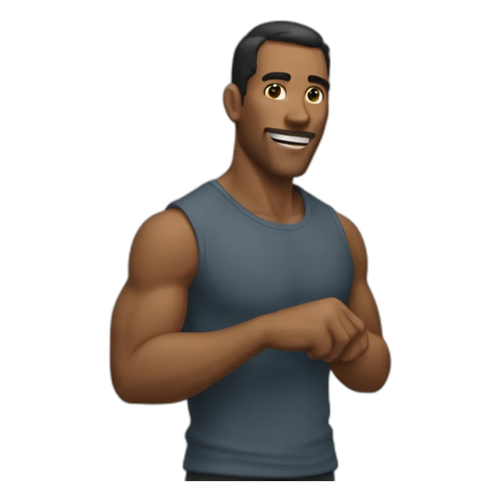 A man with a sharp jawline running his finger along it sticker