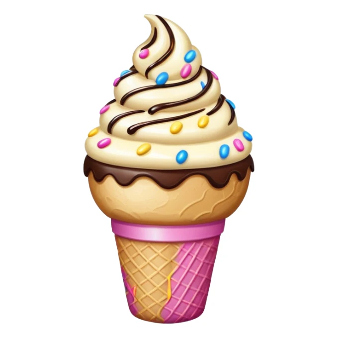 Ice cream with sprinkles and chocolate syrup sticker
