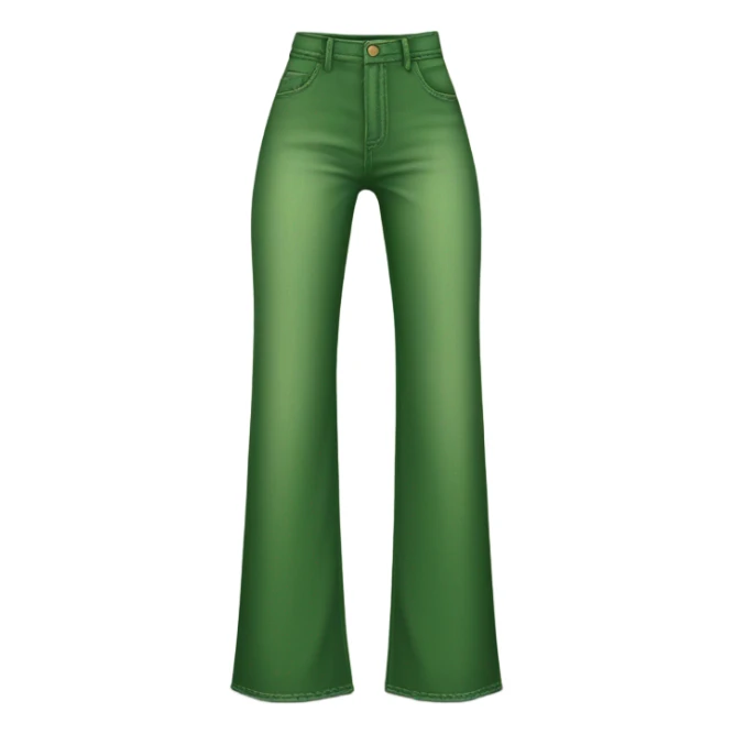 Realistic long Wide leg high waisted green jeans, isolated sticker
