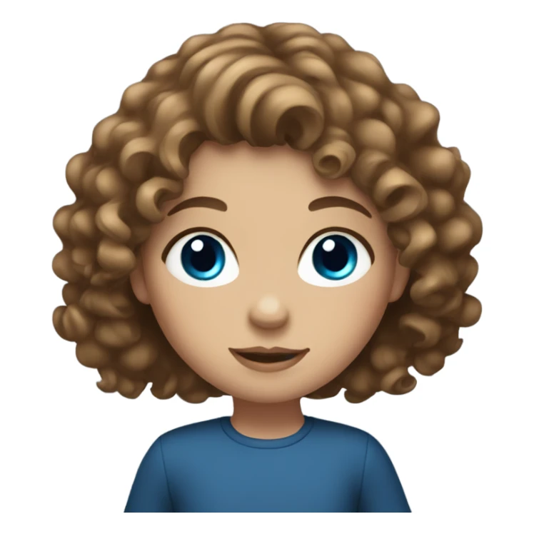 Girl with brown curly hair and blue eyes sticker