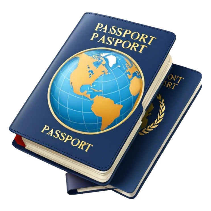 pasaporte cerrado, con un globo del mundo en el centro sticker