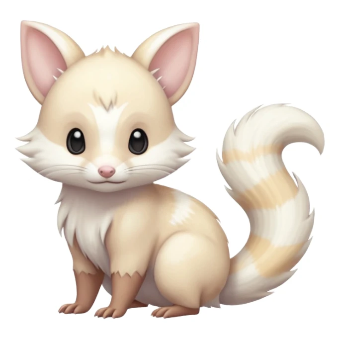White Silvery Light Grey Pastel Albino Furret-Linoone-Eevee-fusion sticker