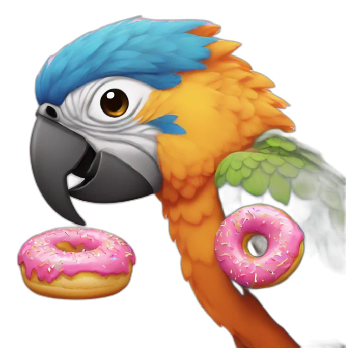 Parrot eating a pink sprinkle donut sticker