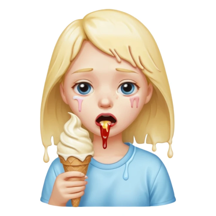 a crying girl eating ice cream after heartbreak sticker