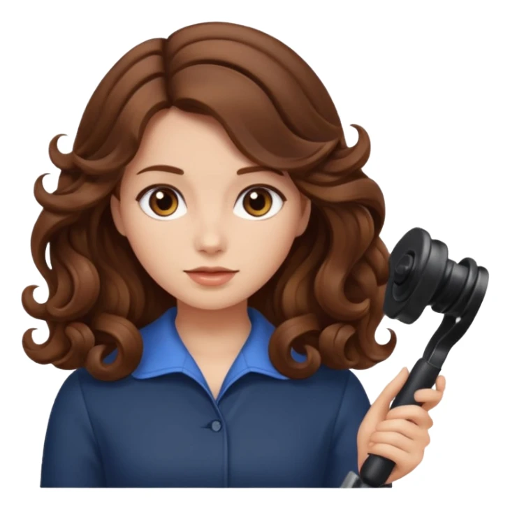 generate a girl with brown hair while curling it longer hair sticker