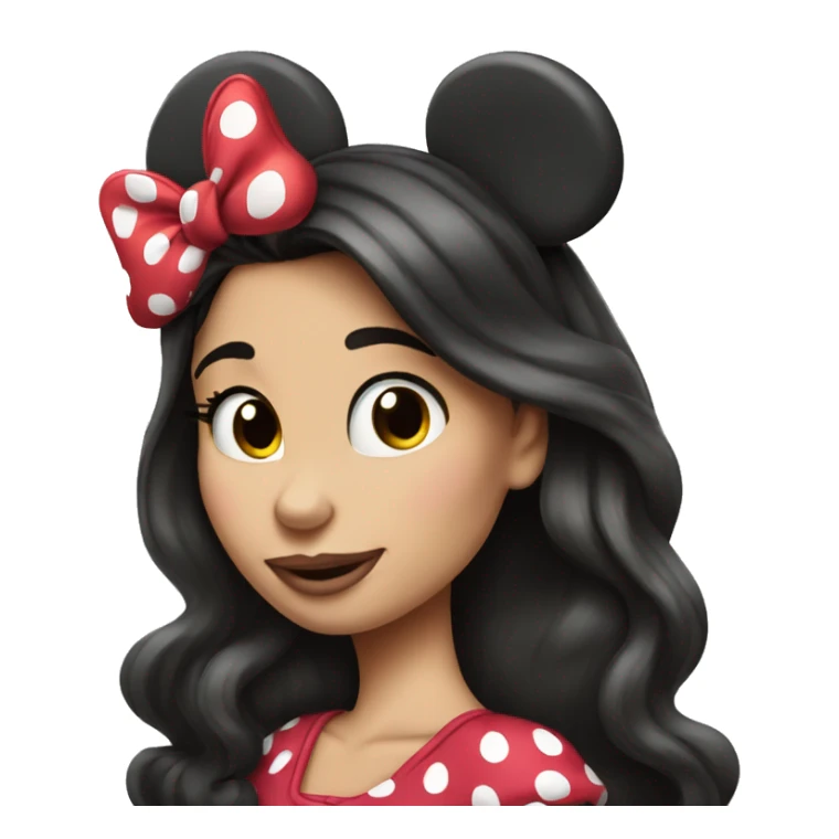 Brunette woman long hair Minnie Mouse sticker