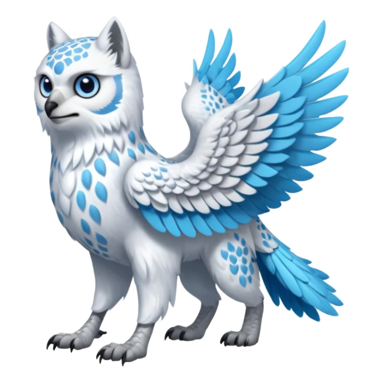 Long-beaked Gryphon-Griffin-Snow-Leopard-Arctic-Fox-Arctic-Wolf-Snowy-Owl-fusion-hybrid-animal-creature, full body sticker