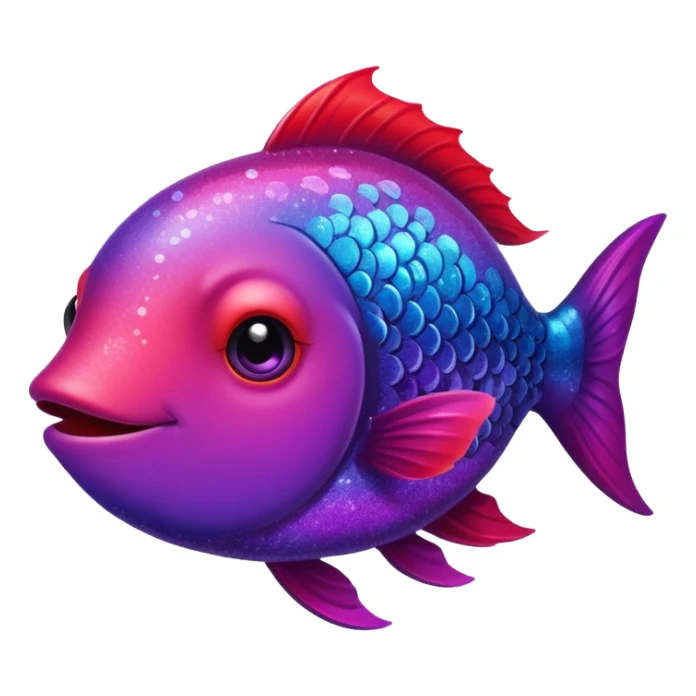color gradient between red and purple glitter cute happy fish sticker
