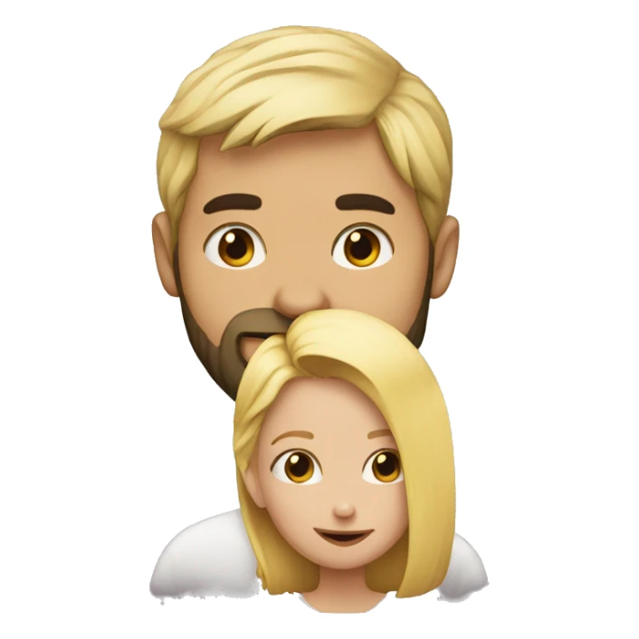 A guy with a beard kissing blond short girl sticker
