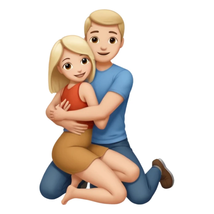 man on knees facing woman hugging her waist sticker