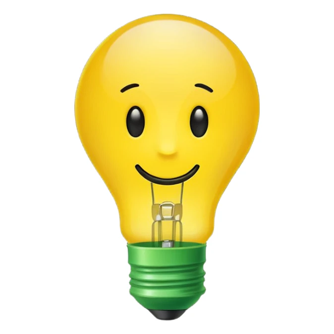 Yellow light bulb emoji representing a good idea, with a green check mark for approval. Simple emoji style, flat design, bold colors, clean lines, no text, transparent background. sticker