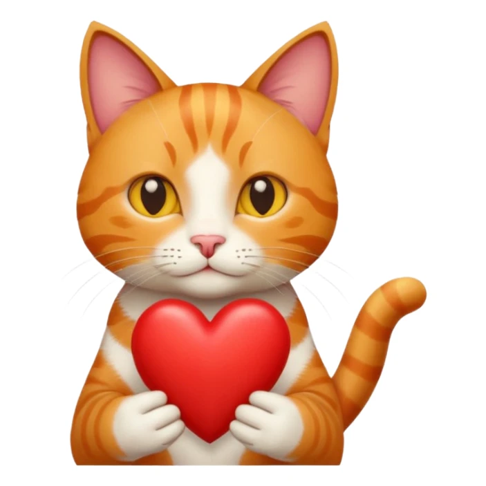 Male cat holding heart and flower sticker
