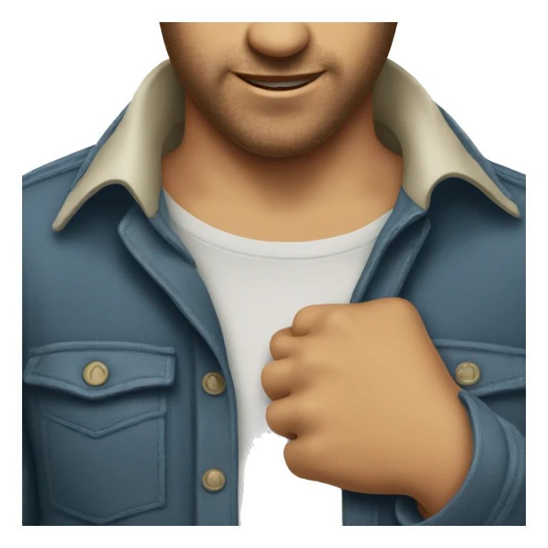 Awkward emoji guy pulling on collar or shirt sticker