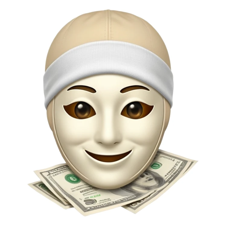 Happy face with ski mask on and money symbol eyes  sticker