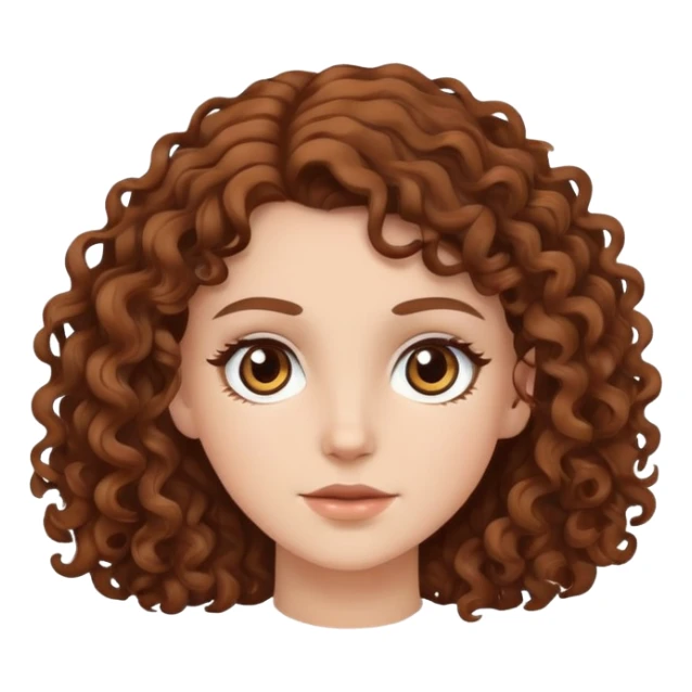 white girl with brown curly hair and brown eyes sticker