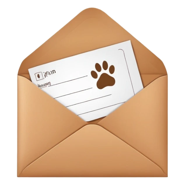 a mailed 9x6 brown envelope with a label on it...the label should be cute and has a paw print on it and text sticker