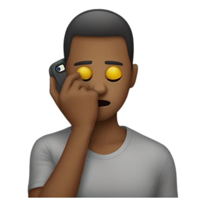 exasperated person holding a phone in front of their face sticker