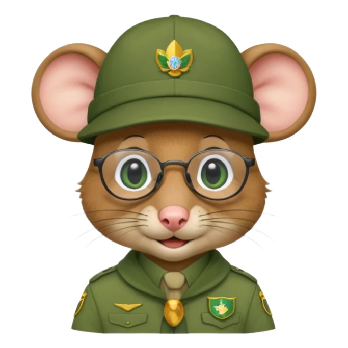 humaniod mice with a scout hat with glasses green uniform sticker