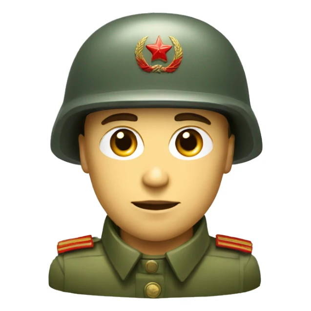 ussr soldier serious with military helmet sticker