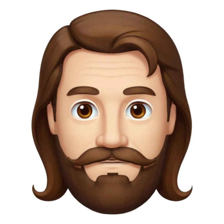 MID AGE MAN WITH LONG HAIR, MOUSTACH AND BEARD sticker