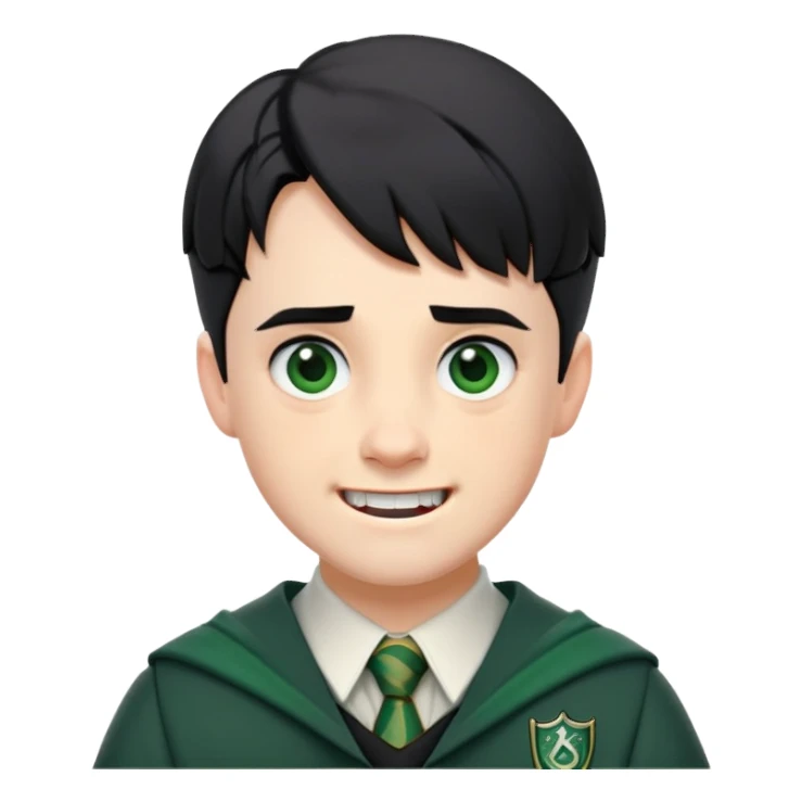 Jamie Yeates is Marcus Flint in harry potter, wear hogwarts slytherin uniform, short black hair, bulky face, often grimacing and showing teeth sticker