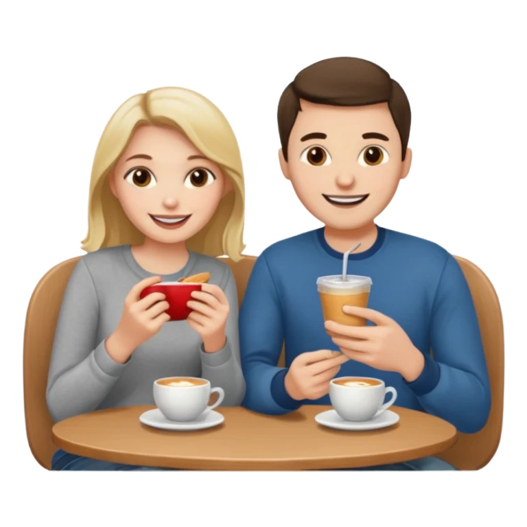 A woman and a man are eating in a cafe sticker