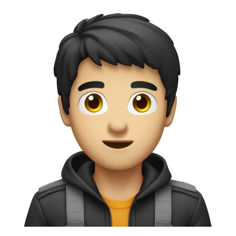 Boy black hair medium rounded glass playing video game  sticker