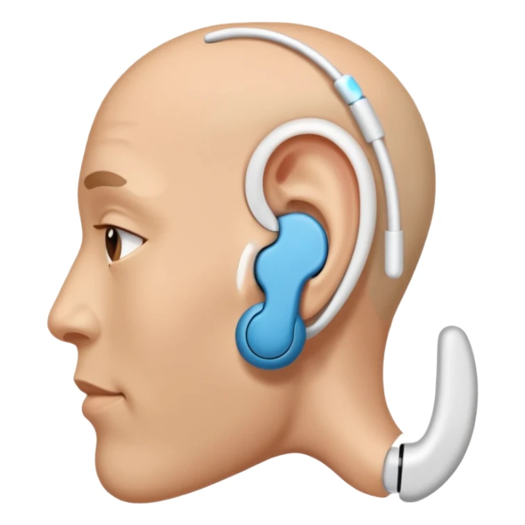 Close up of an ear wearing an earbud sticker
