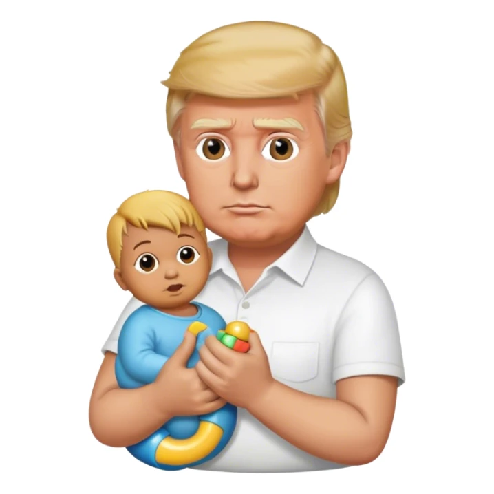 trump holding a baby’s rattle sticker