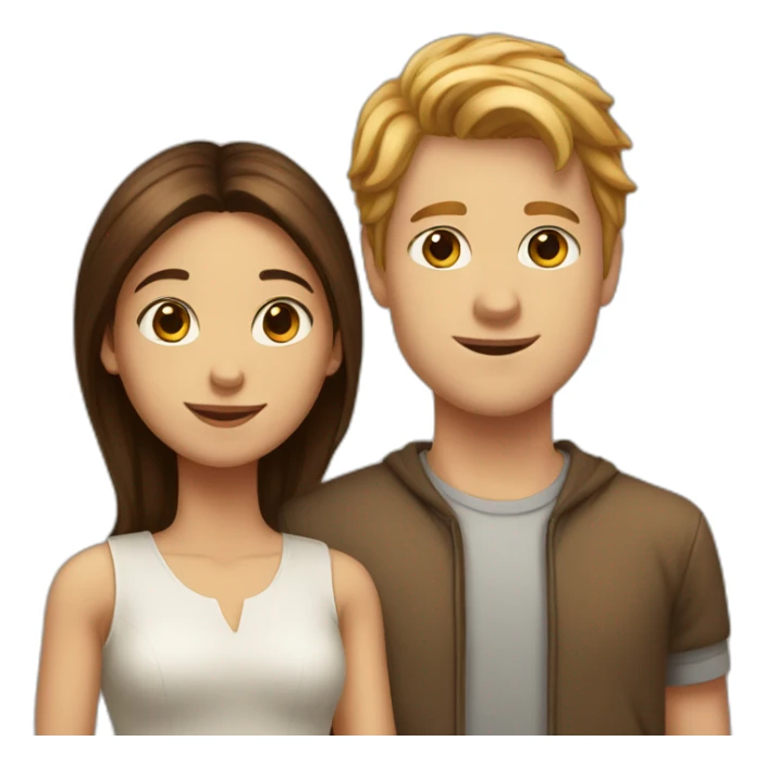 Tall white boy and short brown girl in love sticker