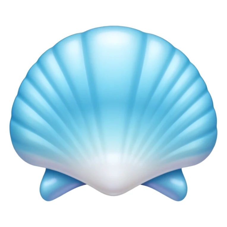 Light blue shell emoji, pearl texture, soft gradient, smooth curves, glossy finish sticker