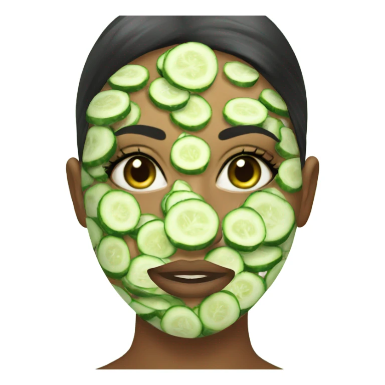 beautiful girl with a cucumber mask on her face sticker