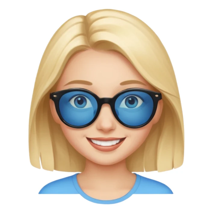 smiling girl with sunglasses blue eyes sticker