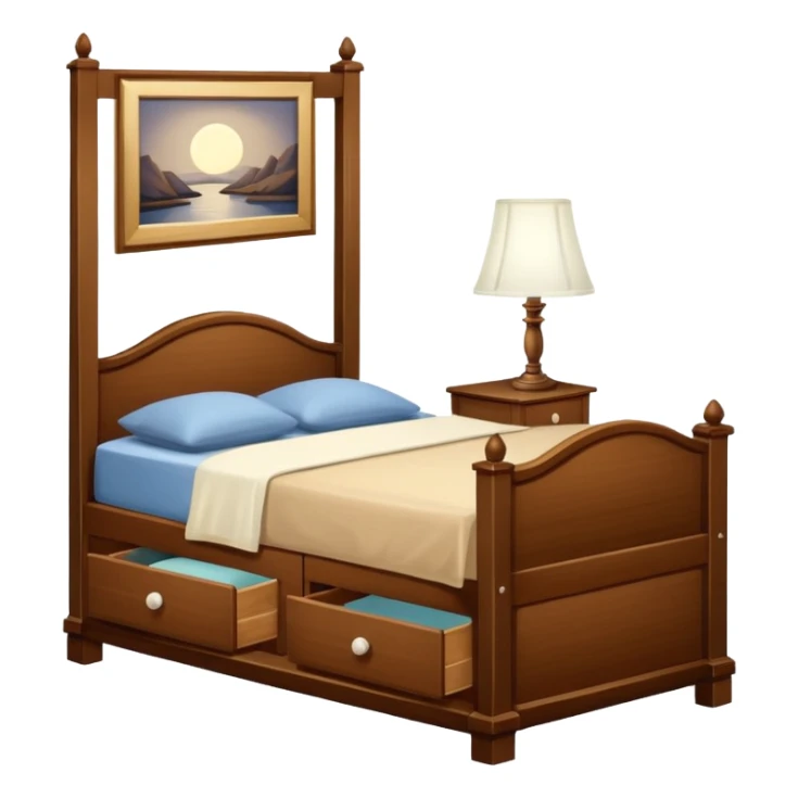 A Cupboard-commode-drawer-night-bed-stand furniture with a night lamp NEAR BED sticker