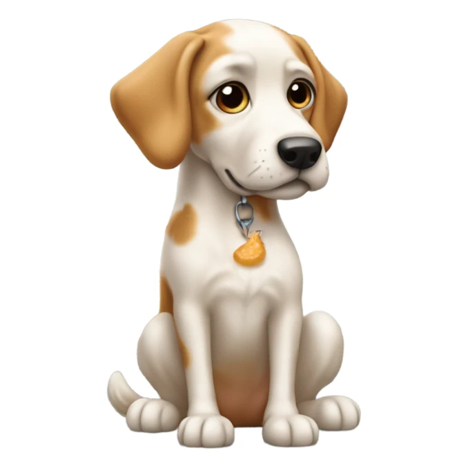 créame un emoji de un ￼perro con patas de pollo sticker