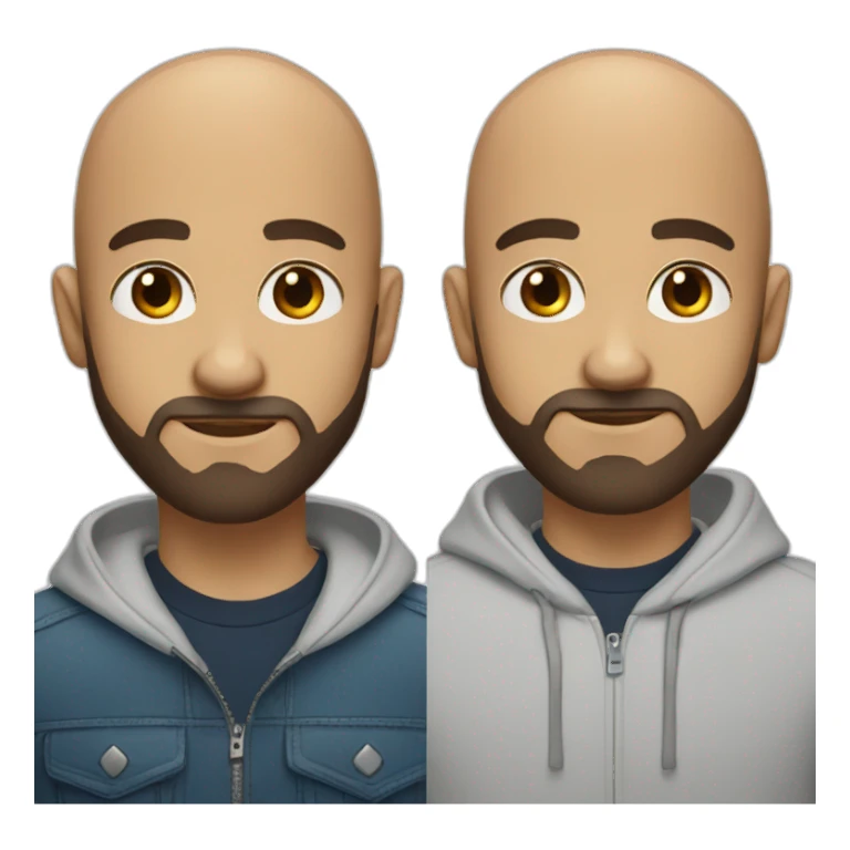 bald dj with brown beard and Blue eyes and without mustache sticker