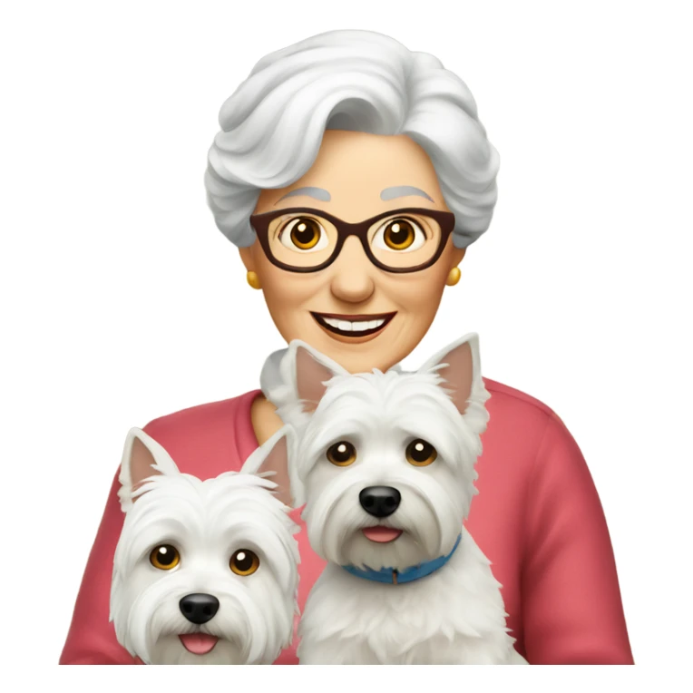 Senior women with westie sticker